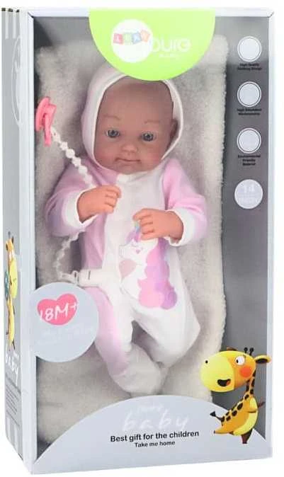 Lean Toys Lėlė kūdikis su vienaragio kostiumu, 35 cm