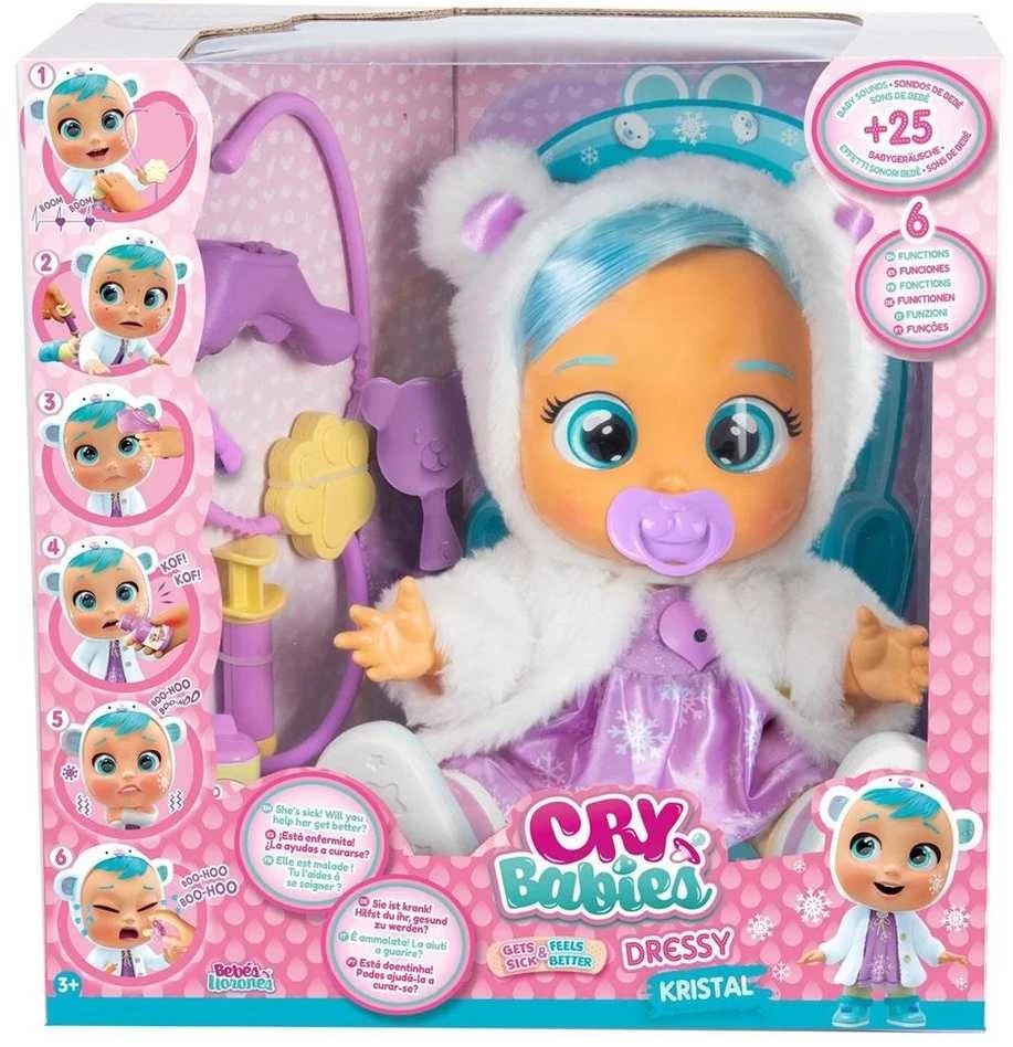Lėlė kūdikis su priedais Tm Toys Cry Babies Kristal Gets Sick & Feels Better