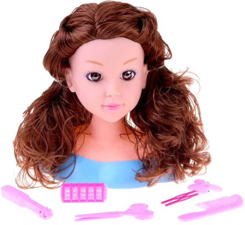 Jokomisiada Hairdressing head 20 cm Juodas DOLL with hairdressing accessories ZA5838