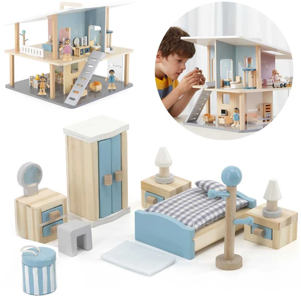 Viga Toys VIGA Lėlių namelis Baldai Miegamajam