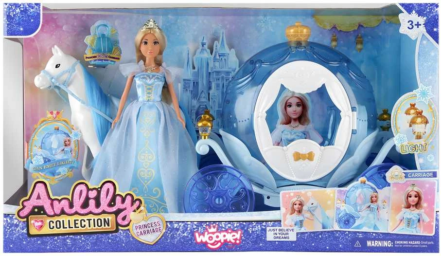 Lėlių rinkinys Ledo princesė Lily ir šviečianti karieta WOOPIE ROYAL