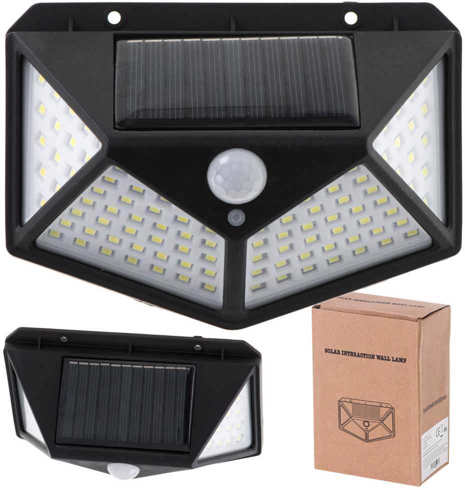 Saulės judesio ir sutemų jutiklio lempa 100 LED