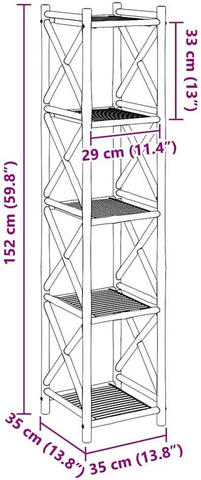 Lentyna, 5 aukštų, bambukas, kvadratinė
