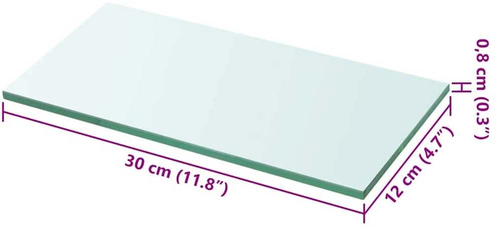 Lentynos plokštė, skaidrus stiklas, 30x12 cm