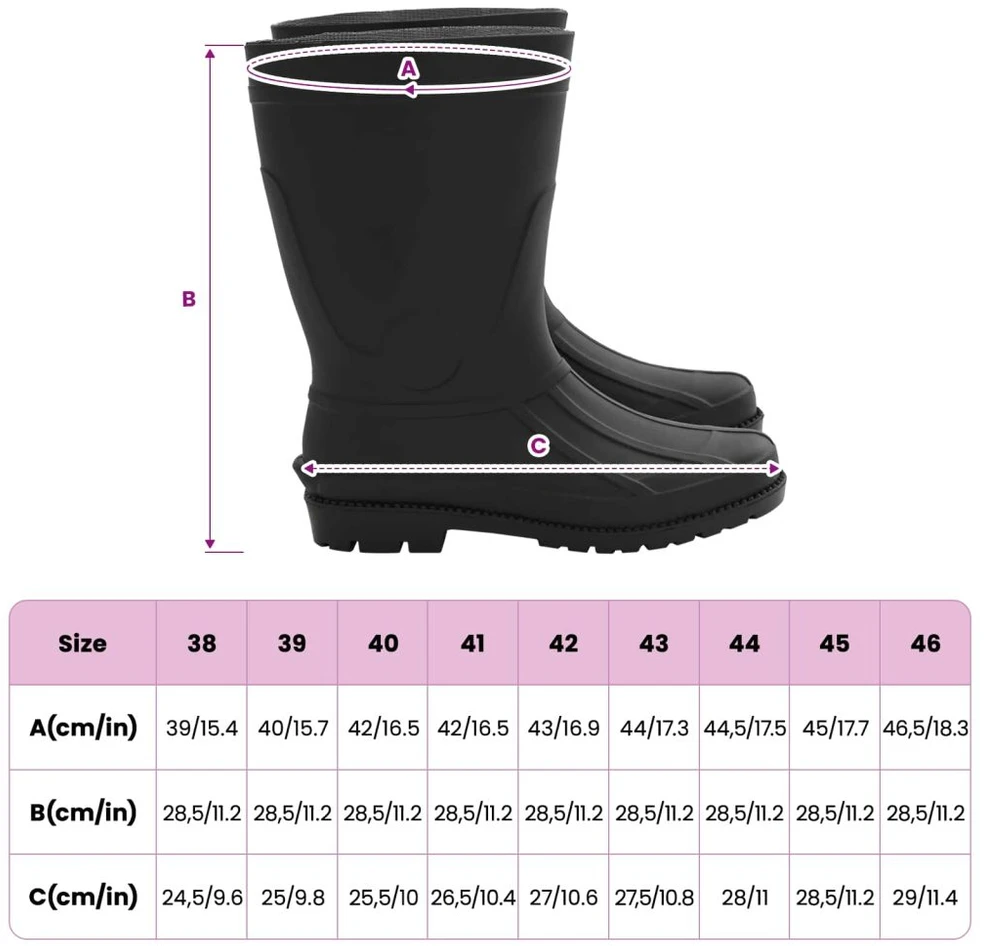 Lietaus Batai PVC Dydis 46 Juoda