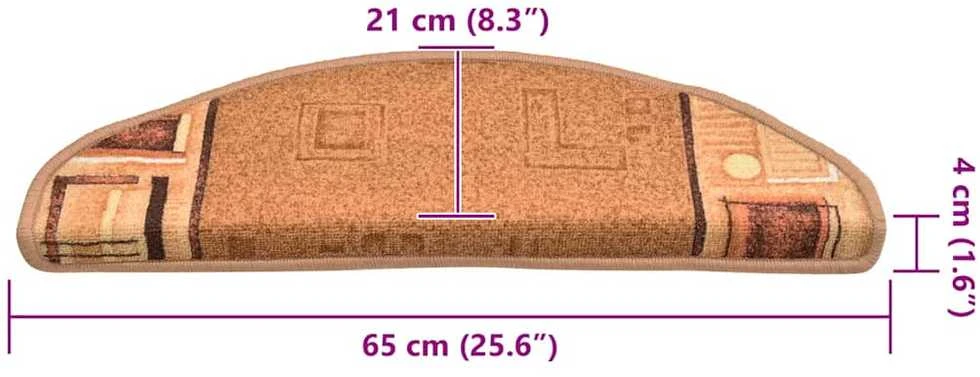 Lipnūs laiptų kilimėliai, 10vnt., smėlio spalvos, 65x21x4cm