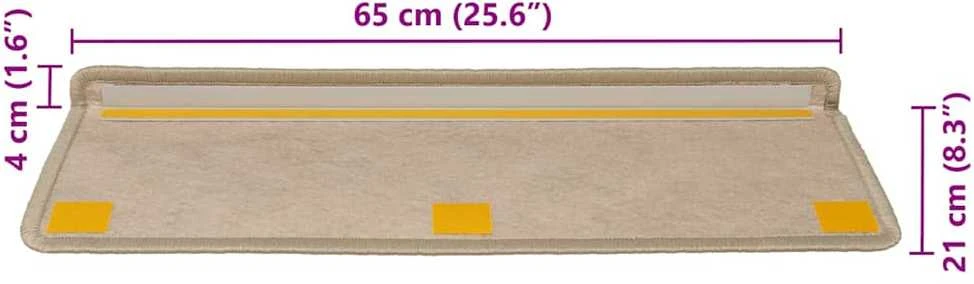 Lipnūs laiptų kilimėliai, 30vnt., smėlio spalvos, 65x21x4cm