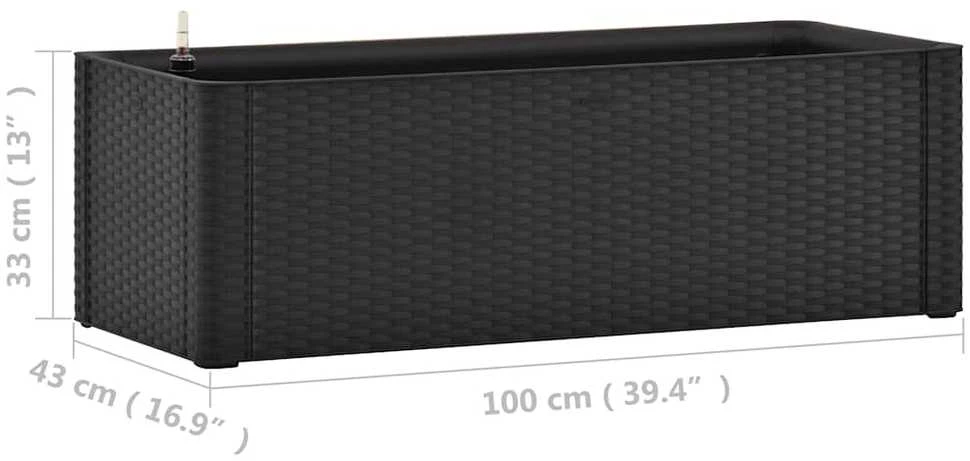 Lovelis su savaiminio laistymo sistema, antracito, 100x43x33cm