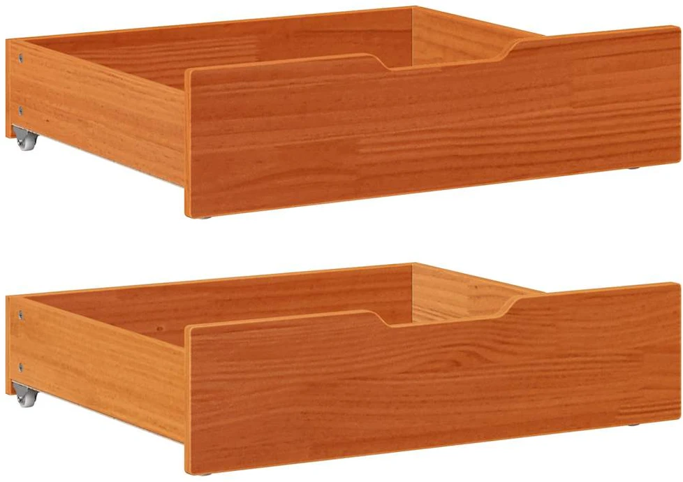 Lovos stalčiai, 2vnt., vaško rudi, 65x55x16cm, pušies masyvas