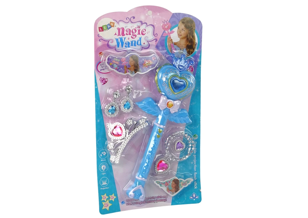 Magiškas pasakų princesės papuošalų rinkinys su interaktyvia lazdele Lean Toys, 6 d.