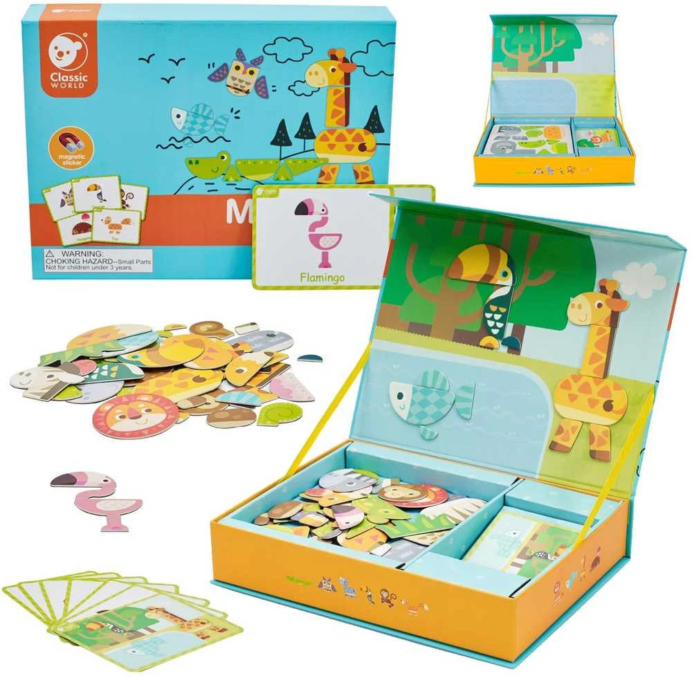 Žaislinė Lavinamoji medinė magnetinė dėlionė, 60 vnt., CLASSIC WORLD