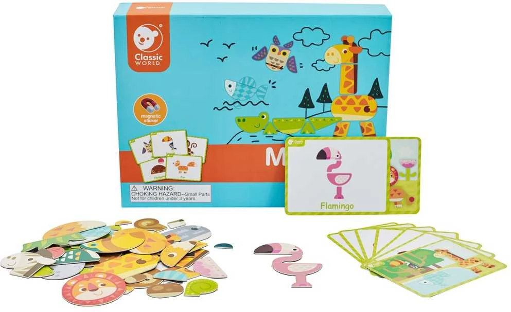 Žaislinė Lavinamoji medinė magnetinė dėlionė, 60 vnt., CLASSIC WORLD