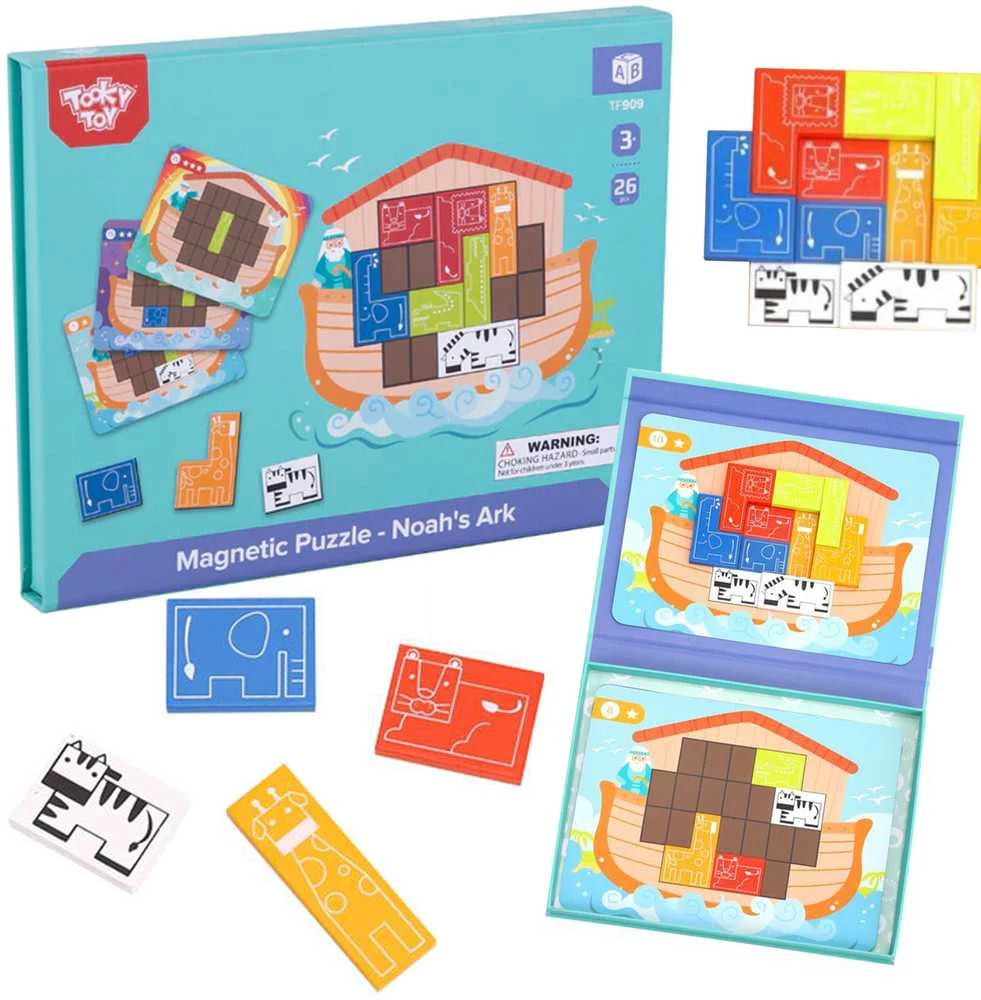 Tooky Toys TOOKY TOY Medinė Ugdomoji Dėlionė Arka Nojaus su 26 elementais