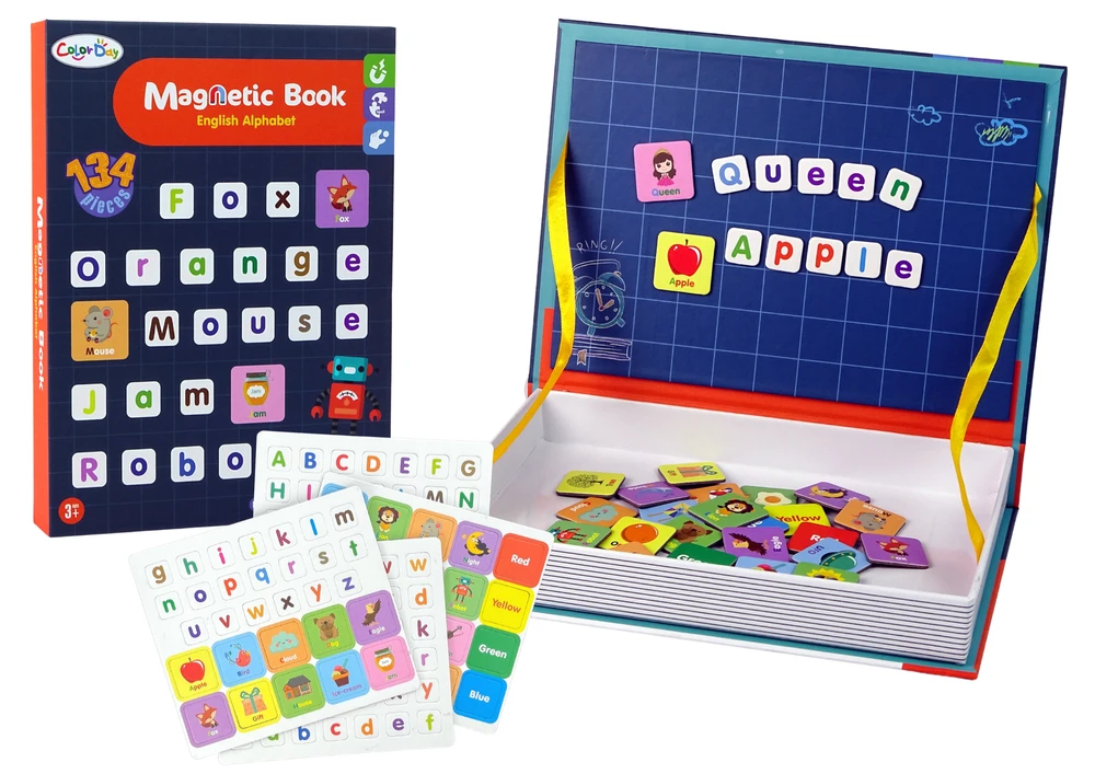 Magnetinė dėlionių knyga Lean Toys Anglų abėcėlės paveikslėliai