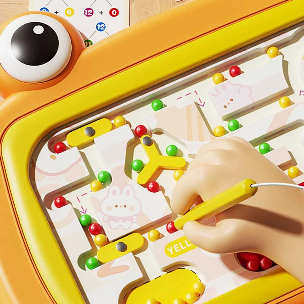 Magnetinė Montessori lavinamoji lenta su labirintu Krabas Woopie oranžinė