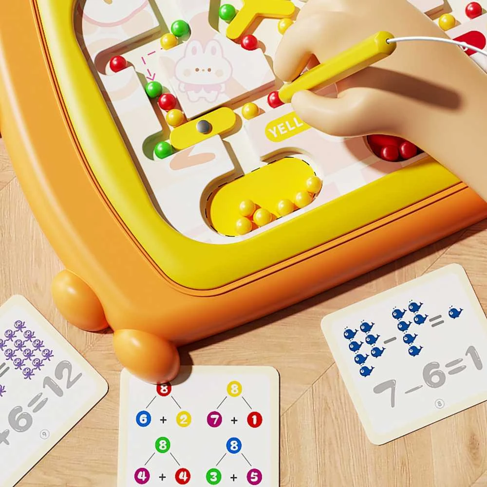 Magnetinė Montessori lavinamoji lenta su labirintu Krabas Woopie oranžinė