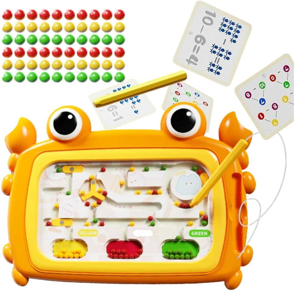 Magnetinė Montessori lavinamoji lenta su labirintu Krabas Woopie oranžinė