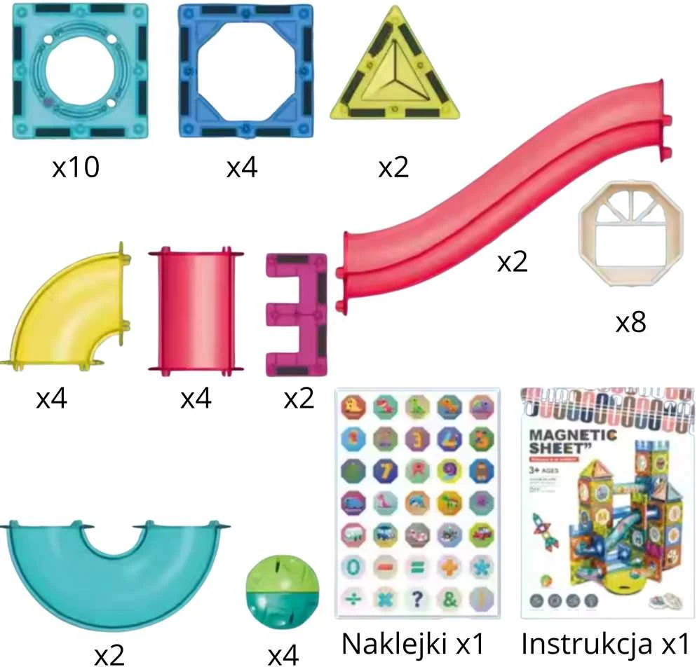 Magnetinis 3D konstruktorius su kamuoliukų trasa WOOPIE 42 vnt