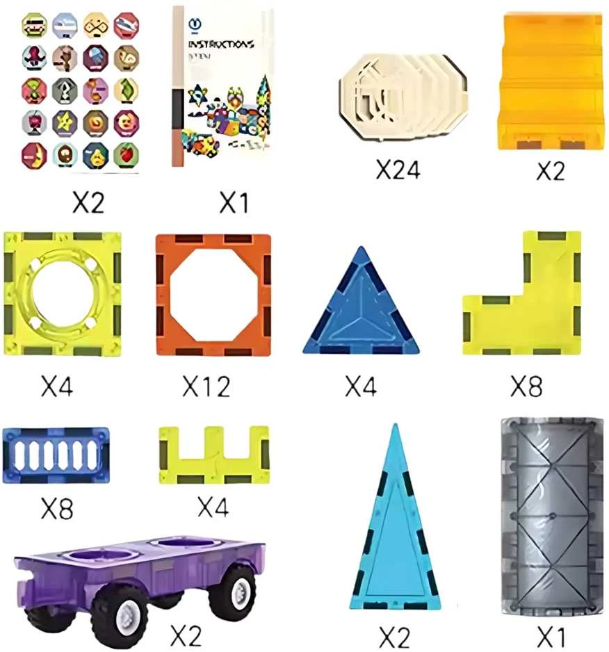 Magnetinis konstruktorius 3D pilis ir transporto priemonės WOOPIE 71vnt