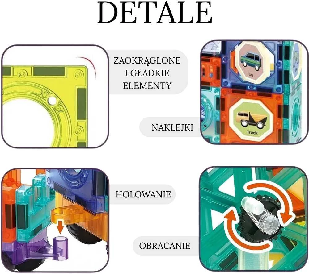 Magnetinis konstruktorius 3D pilis ir transporto priemonės WOOPIE 71vnt