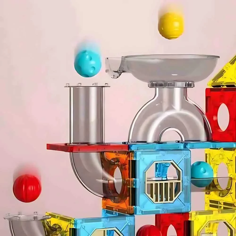 Magnetinis konstruktorius 3D rinkinys su kamuoliukų trasa Woopie 113vnt