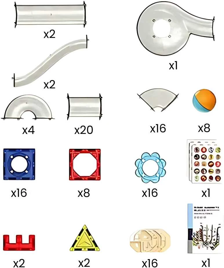 Magnetinis konstruktorius 3D rinkinys su kamuoliukų trasa Woopie 113vnt