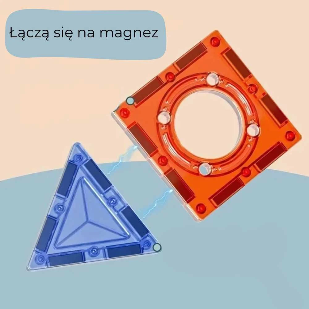 Magnetinis konstruktorius 3D rinkinys su kamuoliukų trasa Woopie 113vnt