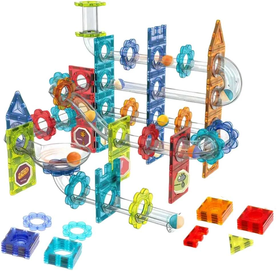 Magnetinis konstruktorius 3D rinkinys su kamuoliukų trasa Woopie 113vnt