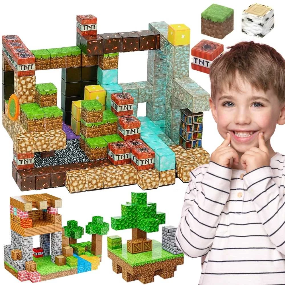 WOOPIE Švietimo Žaislai 3D Magnetiniai Kubo Blokai 63 vnt.