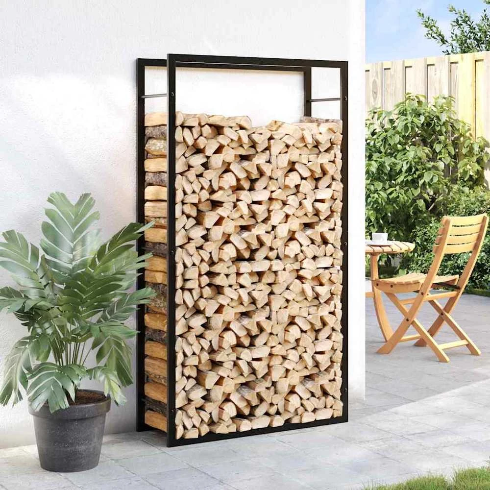 Stovas malkoms, matinės juodos spalvos, 80x28x154cm, plienas