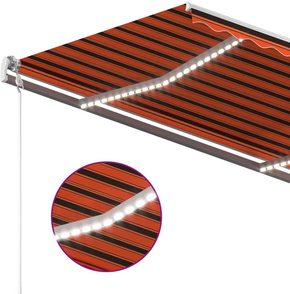 Markizė su LED/vėjo jutikliu, oranžinė/ruda, 350x250cm