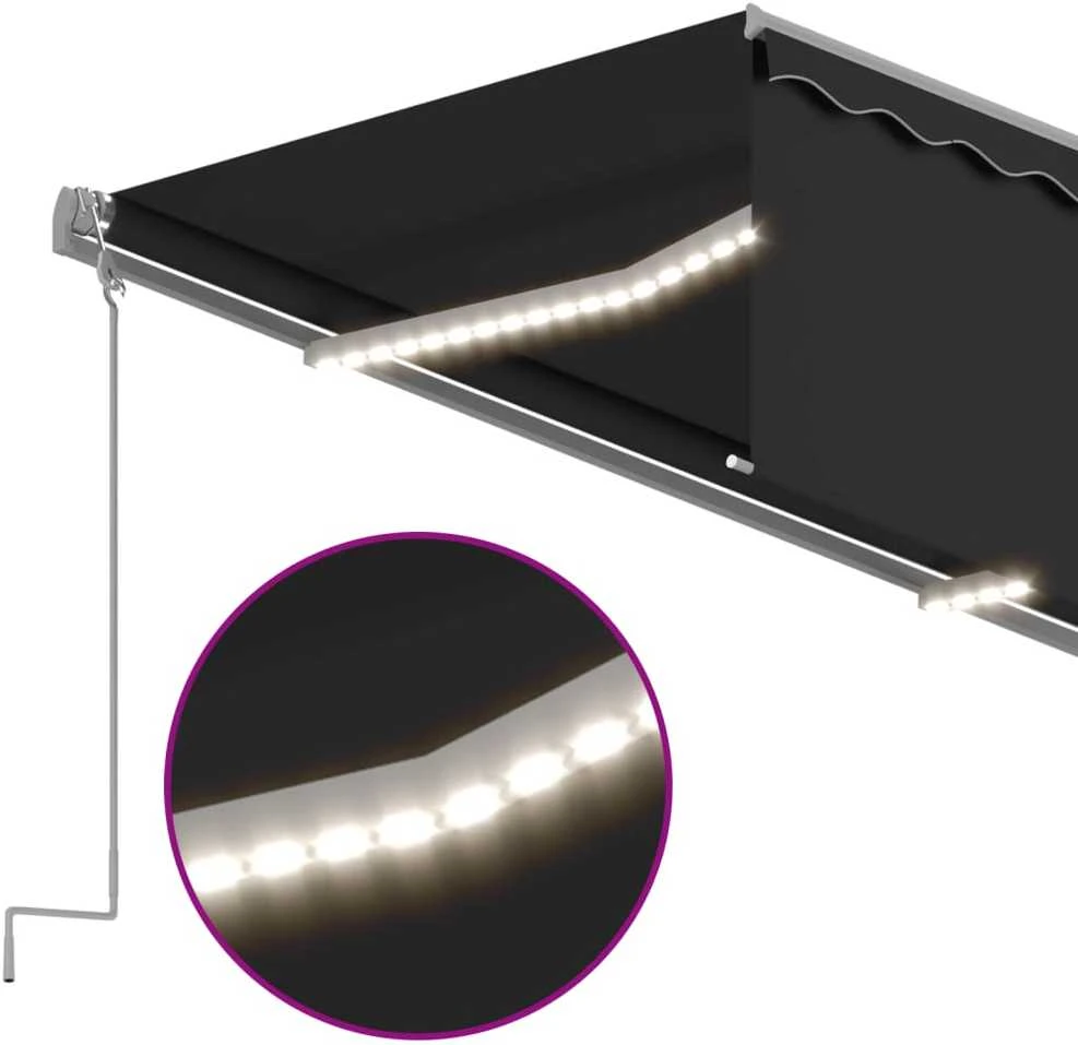Markizė su uždanga/LED/vėjo jutikliu, antracito, 3x2,5m