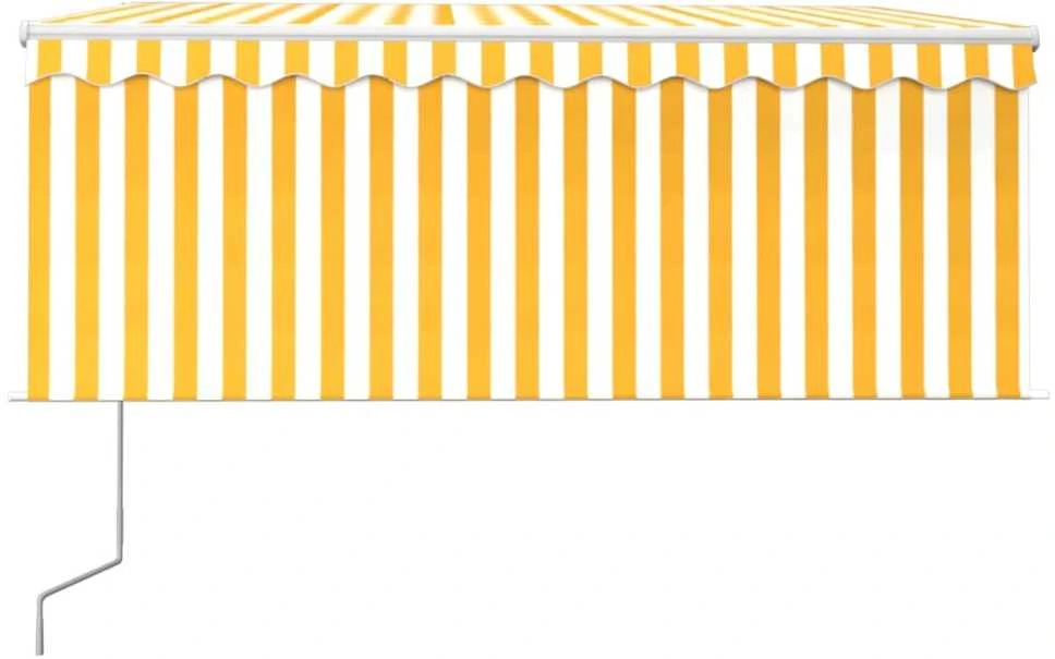 Markizė su uždanga/LED/vėjo jutikliu, geltona/balta, 3,5x2,5m