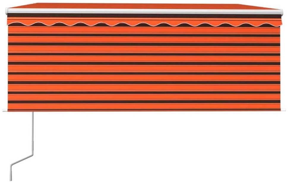 Markizė su uždanga/LED/vėjo jutikliu, oranžinė/ruda, 3,5x2,5m