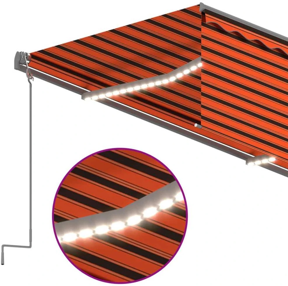 Markizė su uždanga/LED/vėjo jutikliu, oranžinė/ruda, 3,5x2,5m