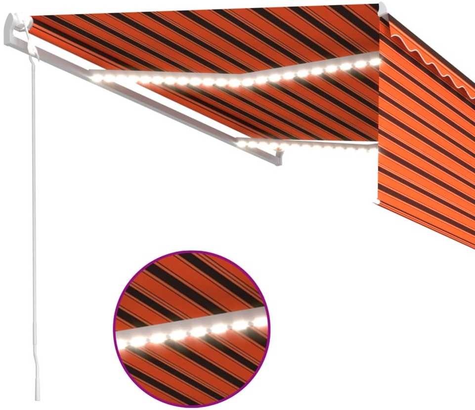 Markizė su uždanga/LED/vėjo jutikliu, oranžinė/ruda, 4x3m