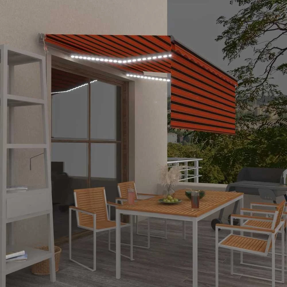 Markizė su uždanga/LED/vėjo jutikliu, oranžinė/ruda, 3,5x2,5m