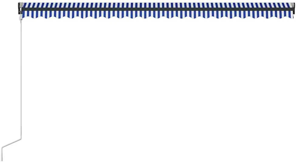 Markizė su vėjo jutikliu ir LED, mėlyna ir balta, 500x300cm