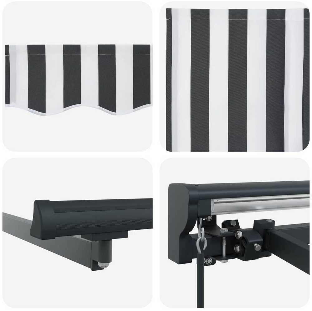 Ištraukiama markizė Antracito ir baltos 300x250 cm audinys 3329959