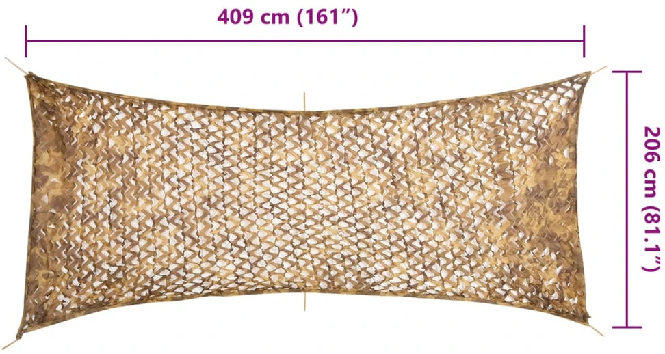 Maskuojantis tinklas su daiktadėže, 409x206 cm, smėlio spalvos