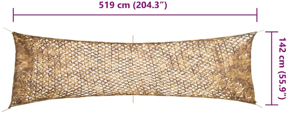 Maskuojantis tinklas su daiktadėže, 519x142 cm, smėlio spalvos
