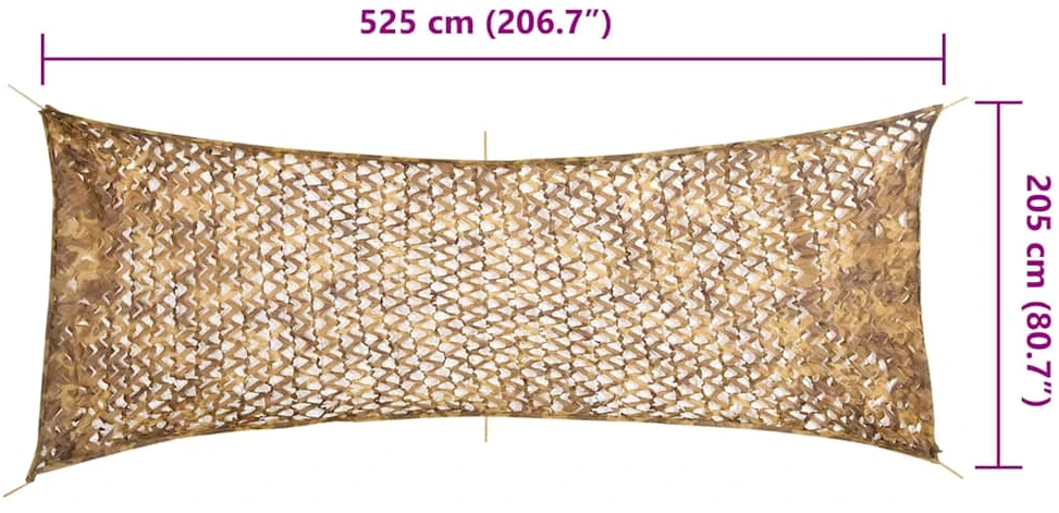 Maskuojantis tinklas su daiktadėže, 525x205 cm, smėlio spalvos