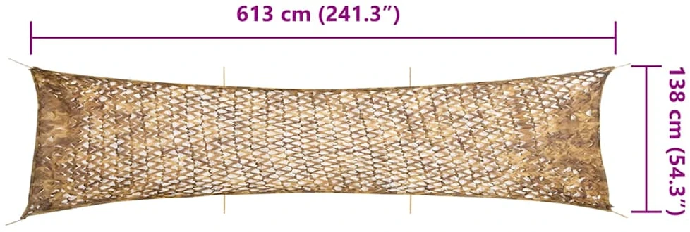 Maskuojantis tinklas su daiktadėže, 613x138 cm, smėlio spalvos