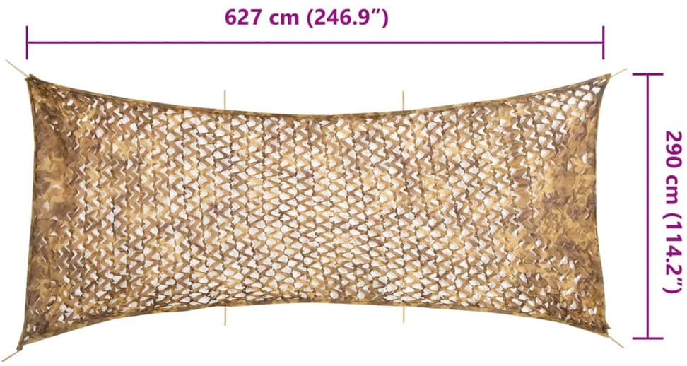 Maskuojantis tinklas su daiktadėže, 627x290cm, smėlio spalvos