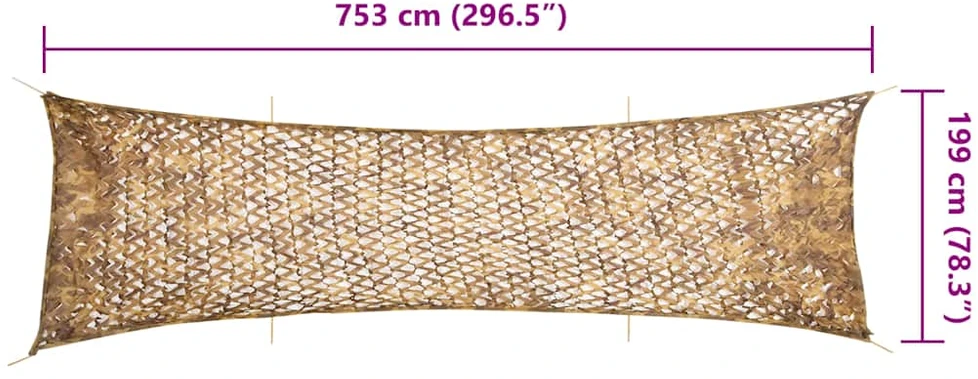 Maskuojantis tinklas su daiktadėže, 753x199 cm, smėlio spalvos