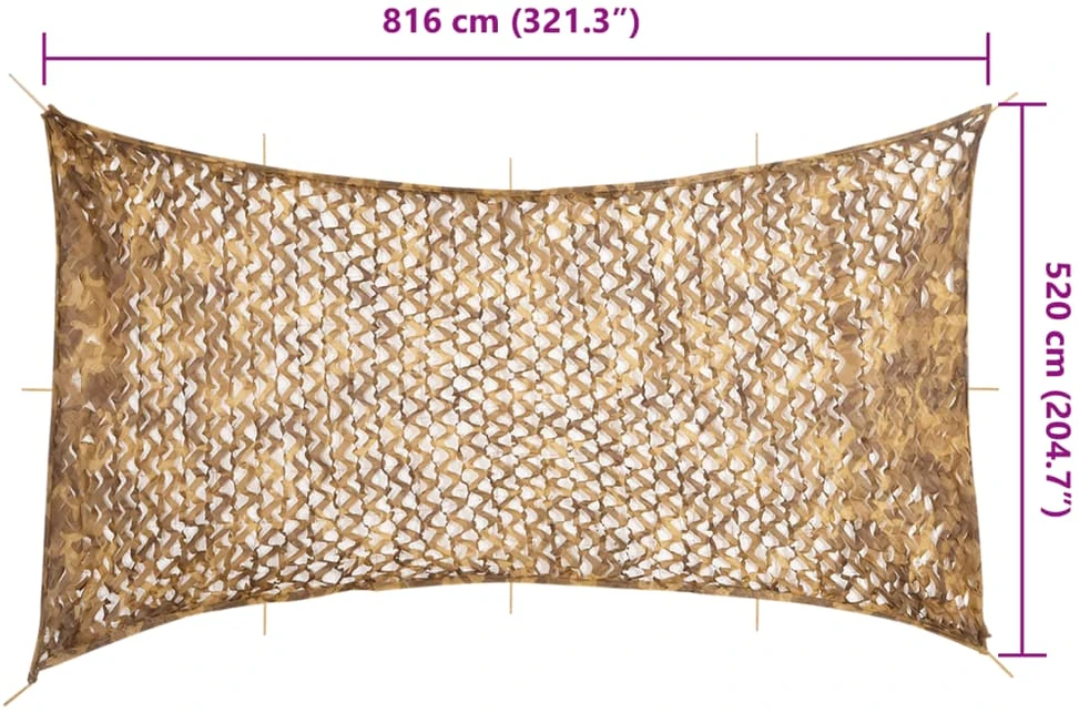 Maskuojantis tinklas su daiktadėže, 816x520 cm, smėlio spalvos