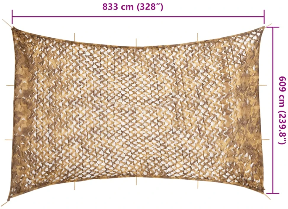 Maskuojantis tinklas su daiktadėže, 833x609 cm, smėlio spalvos