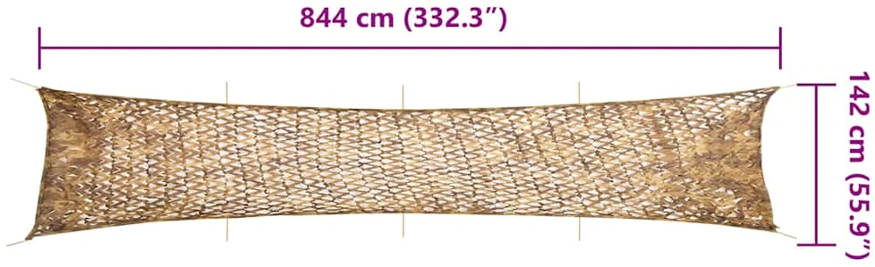 Maskuojantis tinklas su daiktadėže, 844x142 cm, smėlio spalvos