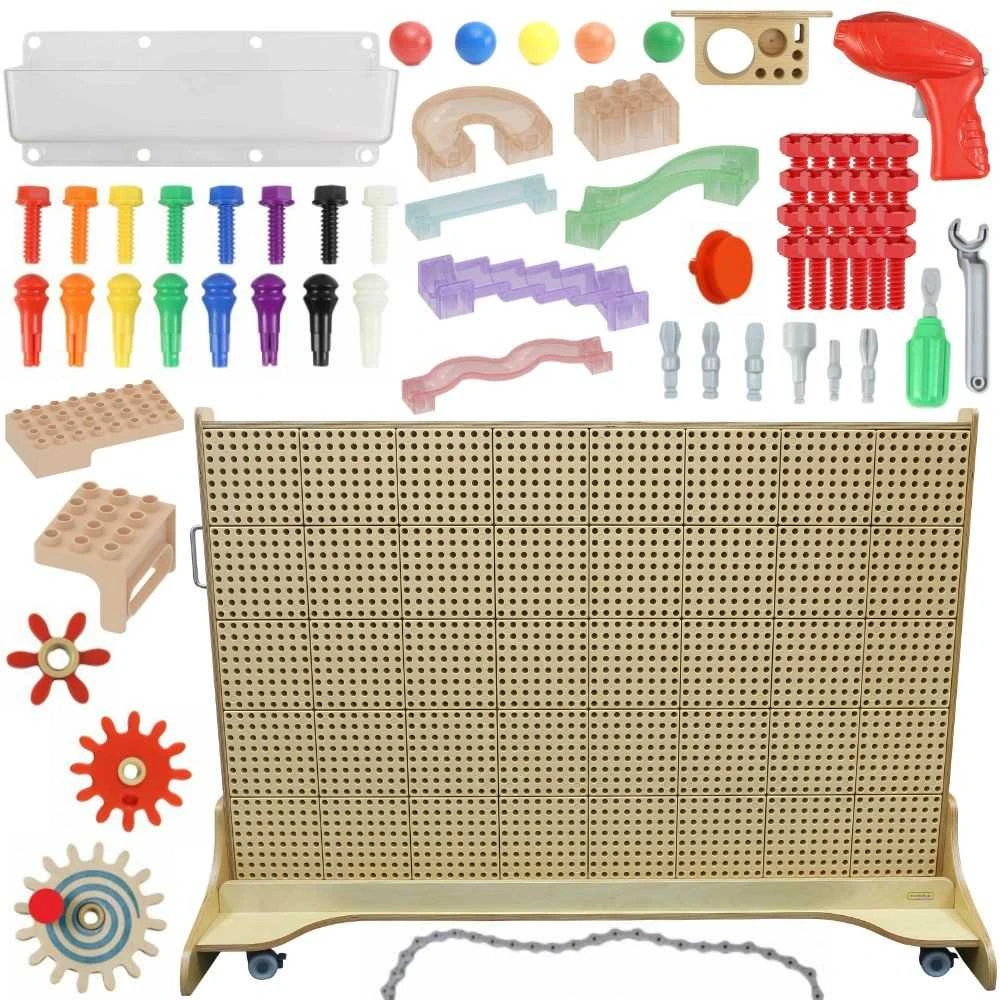 MASTERKIDZ laisvai pastatoma STEM kūrybinio mokymosi lenta 166 x 125 cm ir priedų rinkinys