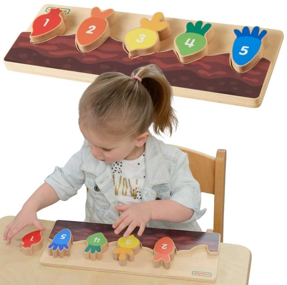 Medinė dėlionė MASTERKIDZ skaičiai, spalvos ir daržovės